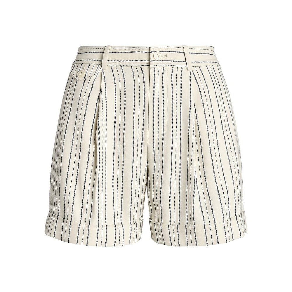 Striped High-Rise Pleated Shorts