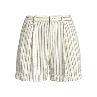Striped High-Rise Pleated Shorts