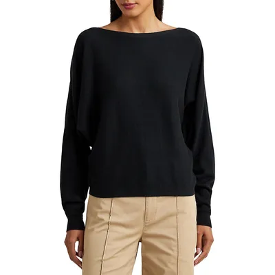 Relaxed-Fit Boatneck Dolman Sweater