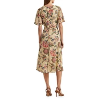 Robe fleurie à nouer imitation cache-cœur