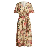 Robe fleurie à nouer imitation cache-cœur