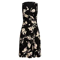 Floral Surplice Sleeveless Midi Dress