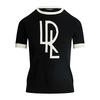 LRL Intarsia-Knit Short-Sleeve Sweater