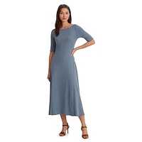 Fit-&-Flare Stretch-Cotton Midi Dress
