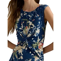 Floral Twist-Front Stretch Jersey Dress