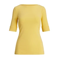 Stretch-Cotton Knit Boatneck T-Shirt