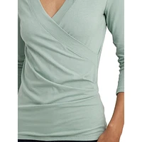 Surplice V-Neck Ruched Jersey Top