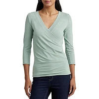 Surplice V-Neck Ruched Jersey Top