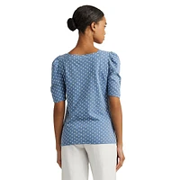 Polka-Dot Puff-Sleeve T-Shirt