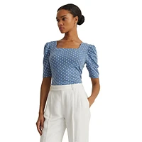 Polka-Dot Puff-Sleeve T-Shirt