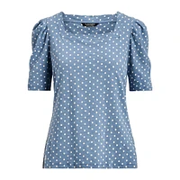 Polka-Dot Puff-Sleeve T-Shirt