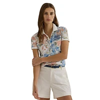 Slim-Fit Floral Logo-Embroidered Polo Shirt