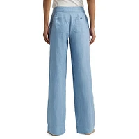 Linen Wide-Leg Drawstring Pants