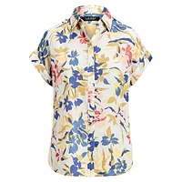 Floral Linen Short-Sleeve Shirt