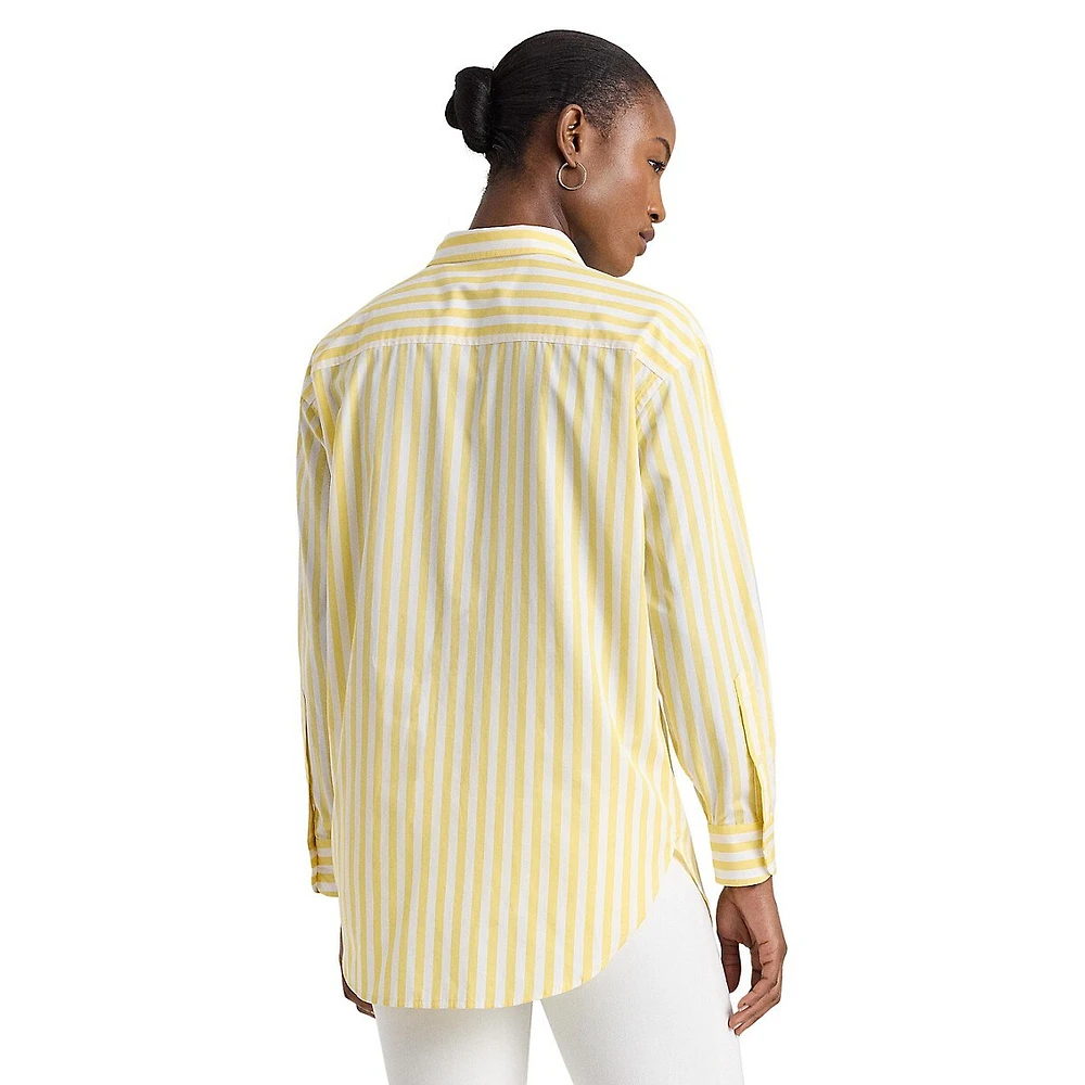 Oversized Floral Roll-Tab Shirt