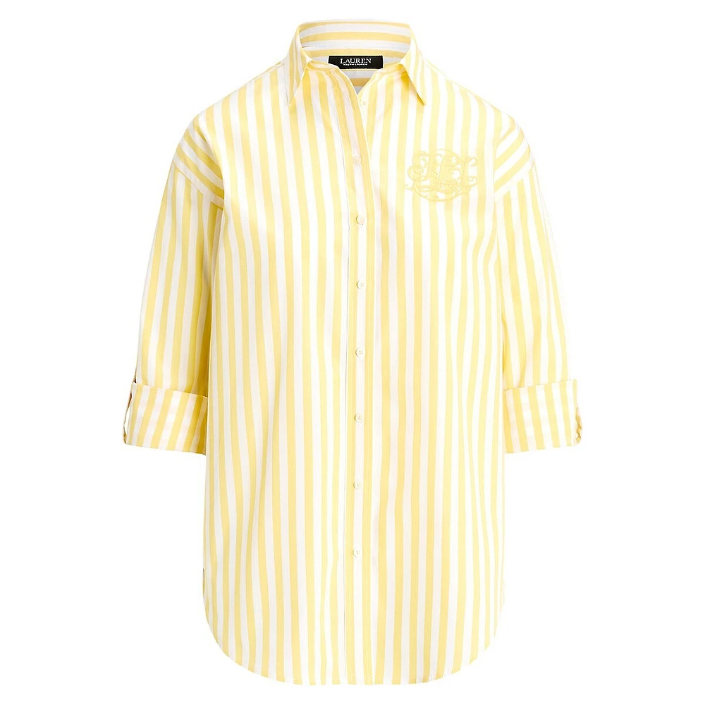 Oversized Floral Roll-Tab Shirt