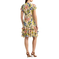 Floral Georgette Drop-Waist Dress