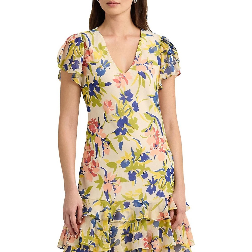 Floral Georgette Drop-Waist Dress