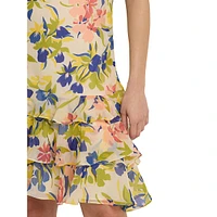 Floral Georgette Drop-Waist Dress