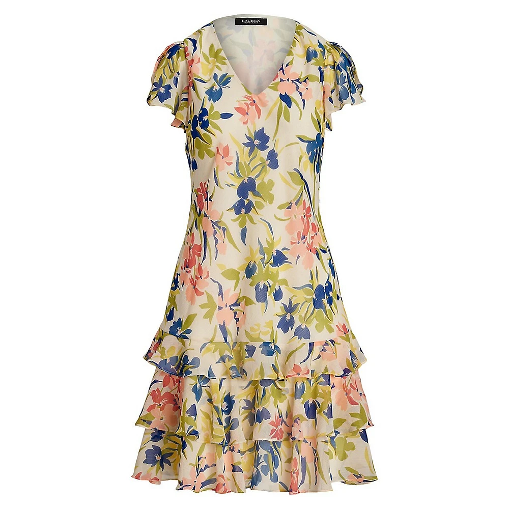 Floral Georgette Drop-Waist Dress