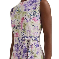 Floral Sleeveless Sash Midi Dress