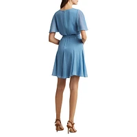 Crinkle Georgette Surplice Dress