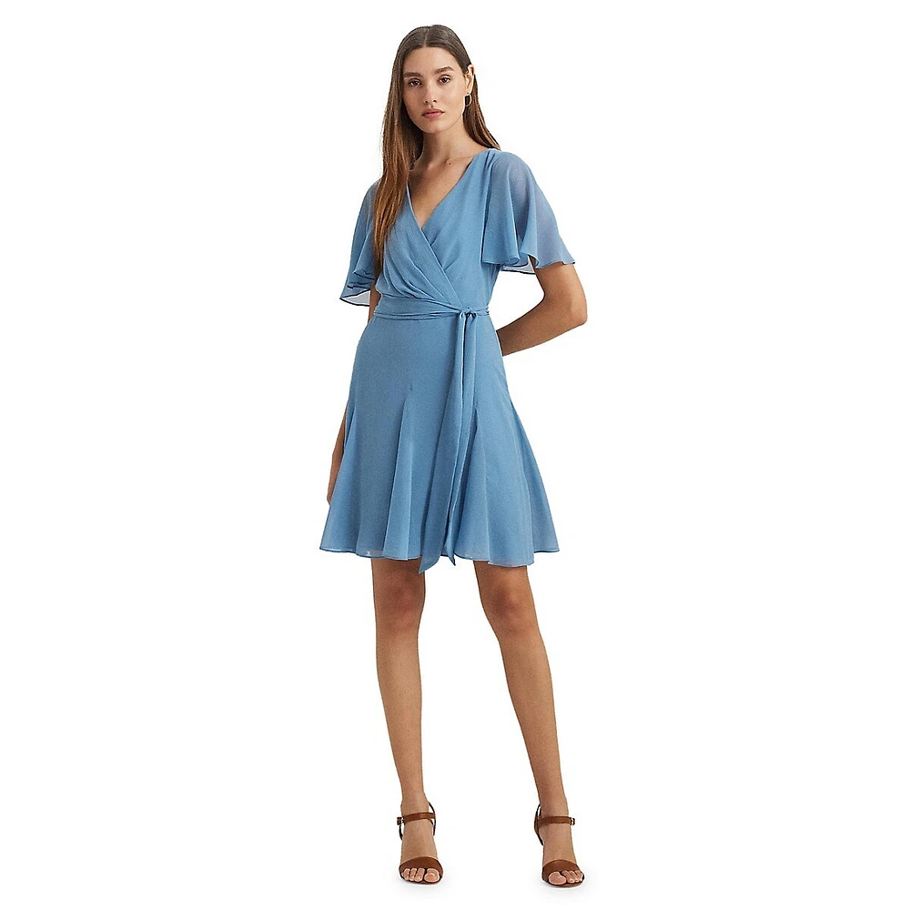 Robe surplis en georgette froissée