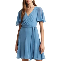 Crinkle Georgette Surplice Dress