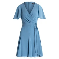 Crinkle Georgette Surplice Dress