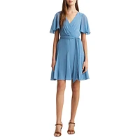 Crinkle Georgette Surplice Dress