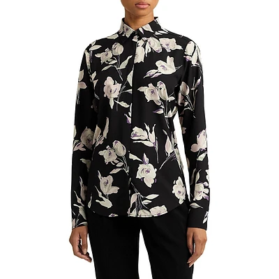 Floral Crepe de Chine Button-Down Shirt