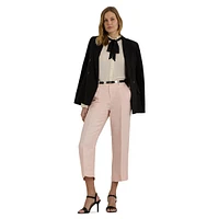 Linen-Blend Twill Cropped Wide-Leg Pants