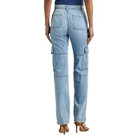 High-Rise Straight-Leg Cargo Jeans