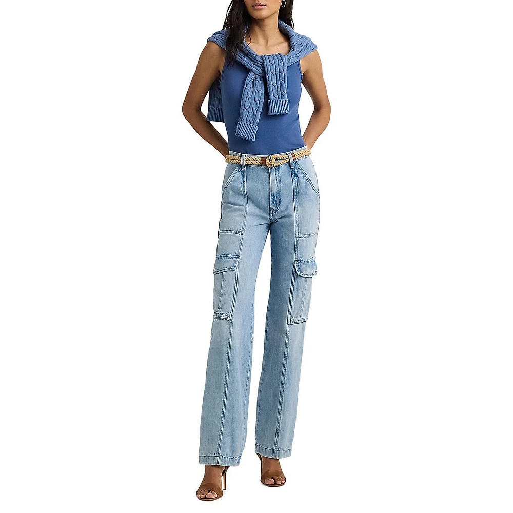 High-Rise Straight-Leg Cargo Jeans