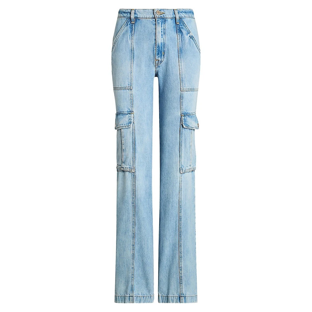 High-Rise Straight-Leg Cargo Jeans