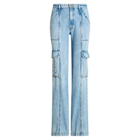 High-Rise Straight-Leg Cargo Jeans