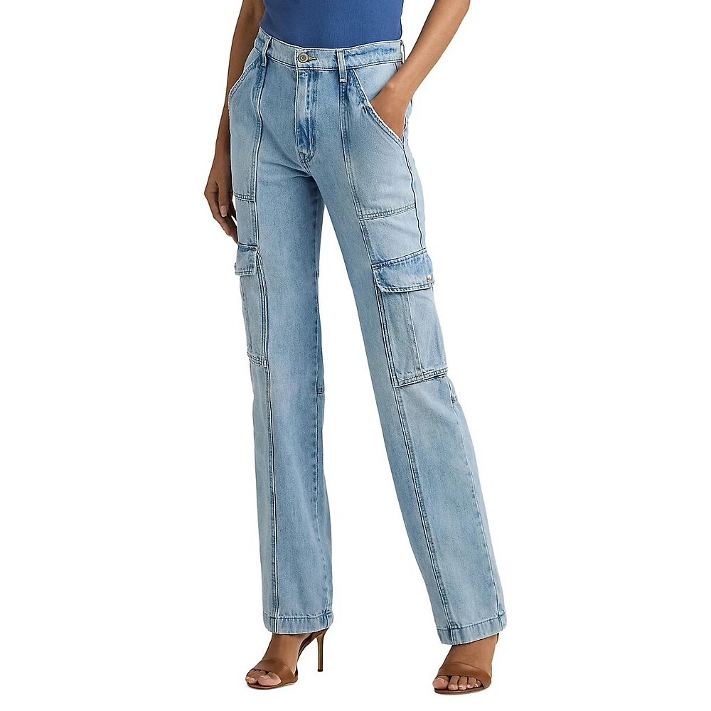 High-Rise Straight-Leg Cargo Jeans