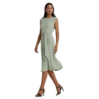 Bubble Crepe Belted Midi Dress