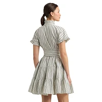 Striped Cotton Broadcloth Shirtdress