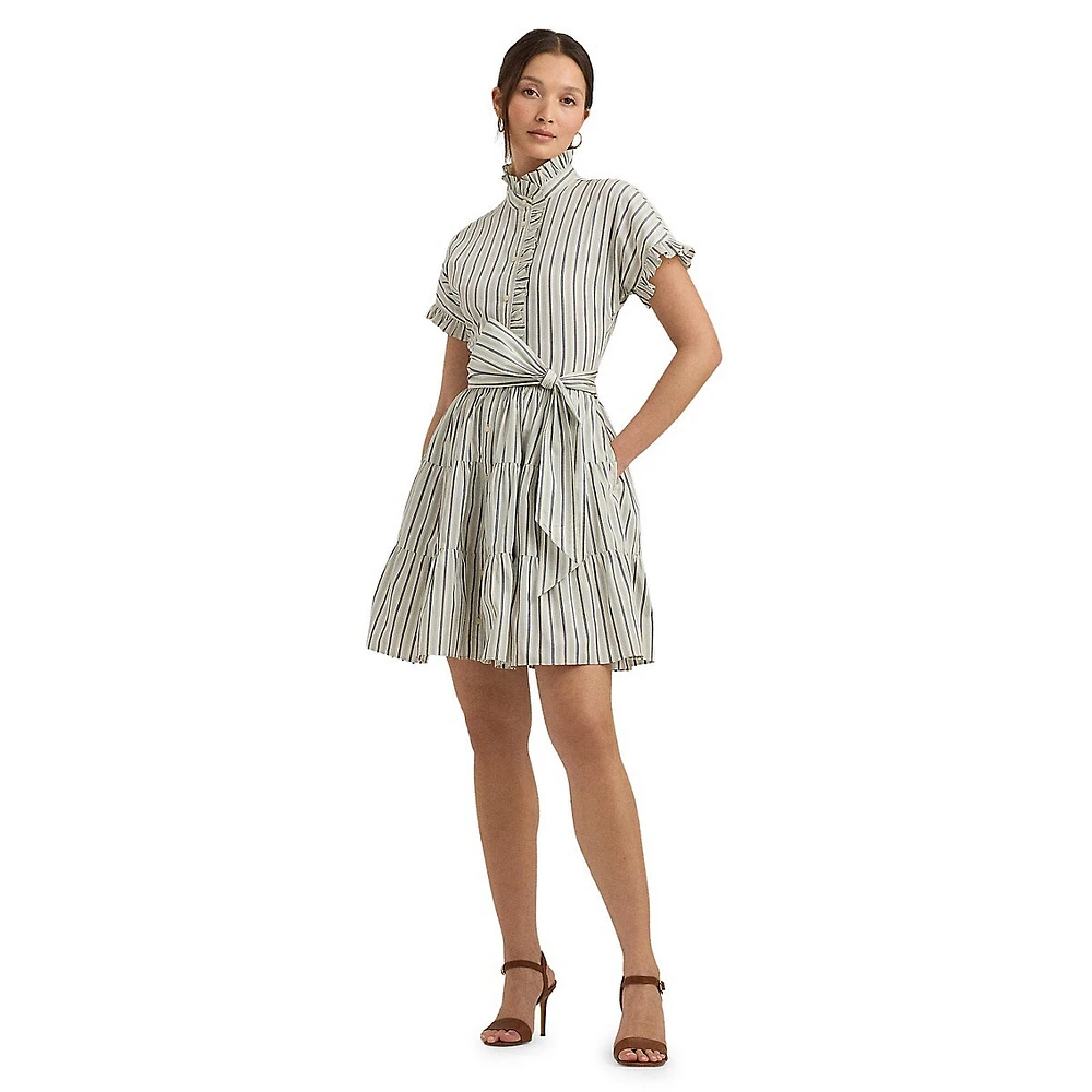 Striped Cotton Broadcloth Shirtdress