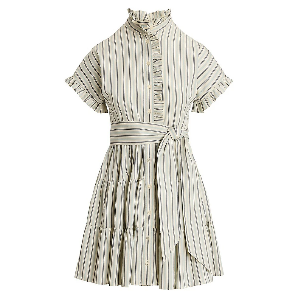 Striped Cotton Broadcloth Shirtdress