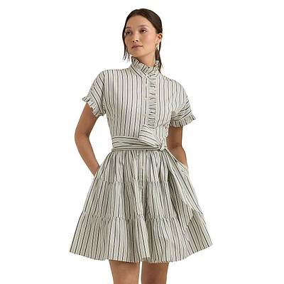 Striped Cotton Broadcloth Shirtdress