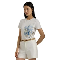 Eyelet-Monogram Floral T-Shirt