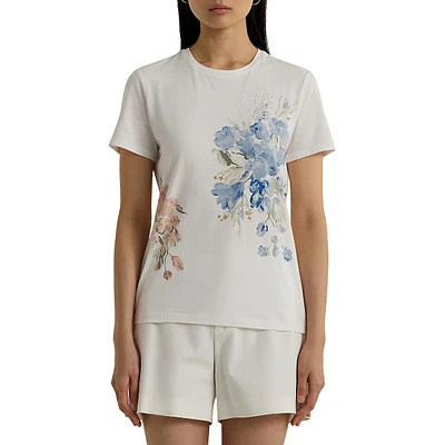 Eyelet-Monogram Floral T-Shirt