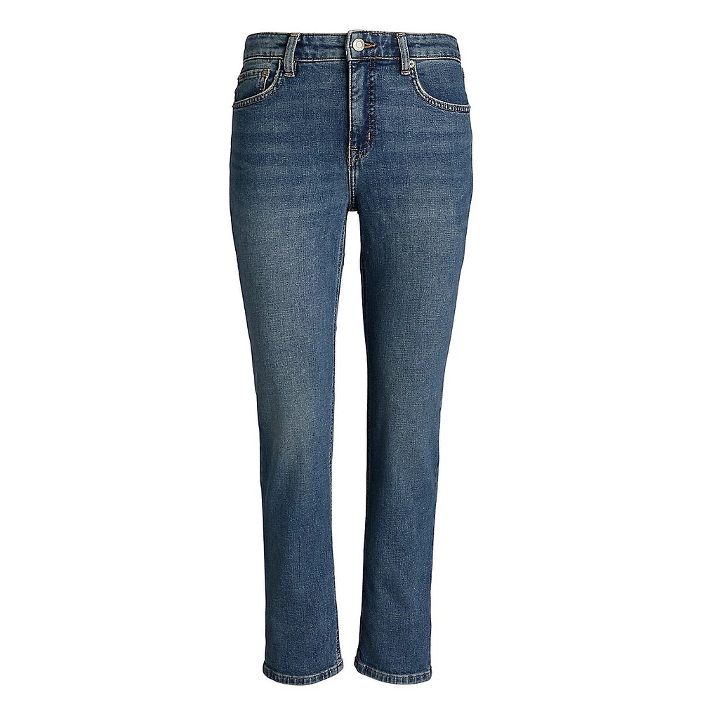 ​High-Rise Straight Ankle Jeans