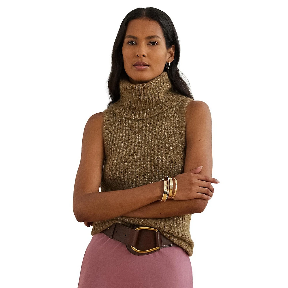 Wool & Alpaca-Blend Sleeveless Turtleneck Sweater