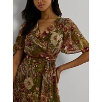 Floral Crinkle Georgette Midi Dress