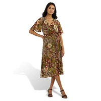 Floral Crinkle Georgette Midi Dress