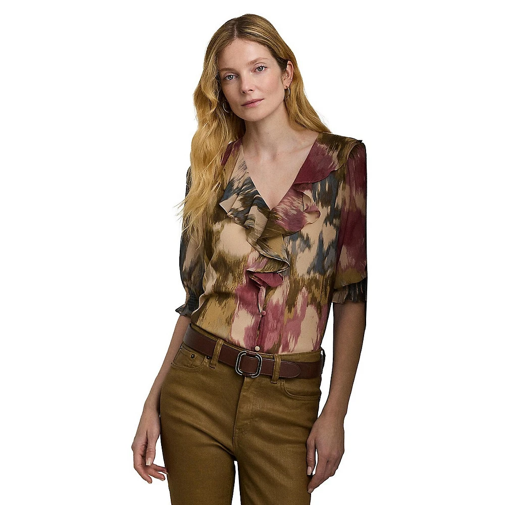 ​Floral Georgette Ruffle Blouse