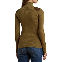 Slim-Fit Faux Leather-Trim Tibbed Turtleneck